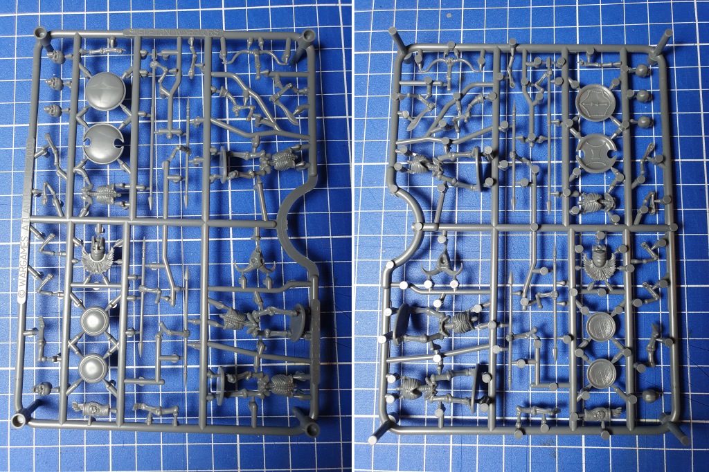 Pictures of the sprue from both side, showing all contents.